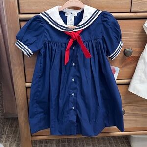 NWT Petit Ami Navy and White Sailor Dress with Red Accent